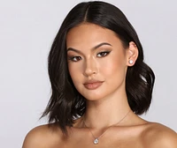 Cubic Zirconia Pendant Necklace And Studs Set