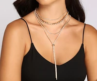 Feeling So Fine Rhinestone Lariat Necklace Set