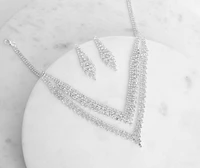 Feel The Love Rhinestone  Necklace + Earring Set
