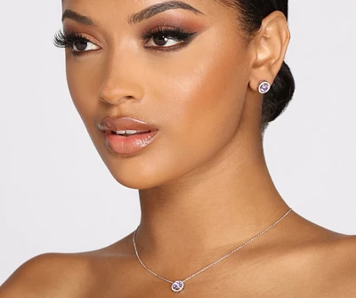 Lilac Cubic Zirconia Necklace + Earring Set