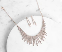 Radiate In Rhinestones Necklace And Earrings Set