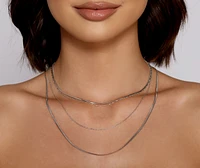 Four Row Dainty Chain Necklace
