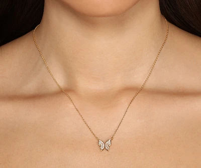 Cubic Zirconia Butterfly Charm Necklace