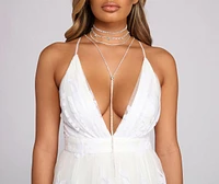 Four Row Rhinestone Choker With Slider