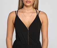Lady Luxe Four Row Rhinestone Lariat Necklace