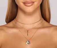 Cross Cham And Coins Necklace