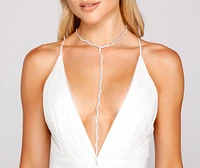 Sultry Scalloped Rhinestone Lariat Necklace