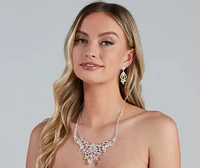 Glam Allure Rhinestone Collar Earrings Set