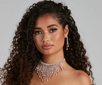 Glamorous Life Rhinestone Fringe Choker Set