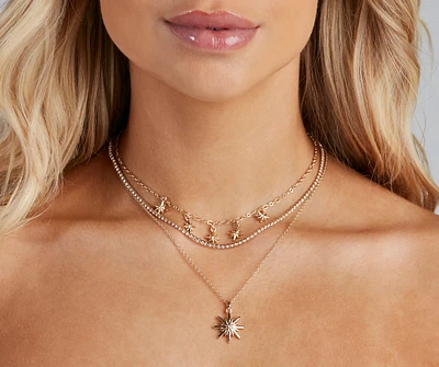 Star Power Rhine Charm Layered Necklace