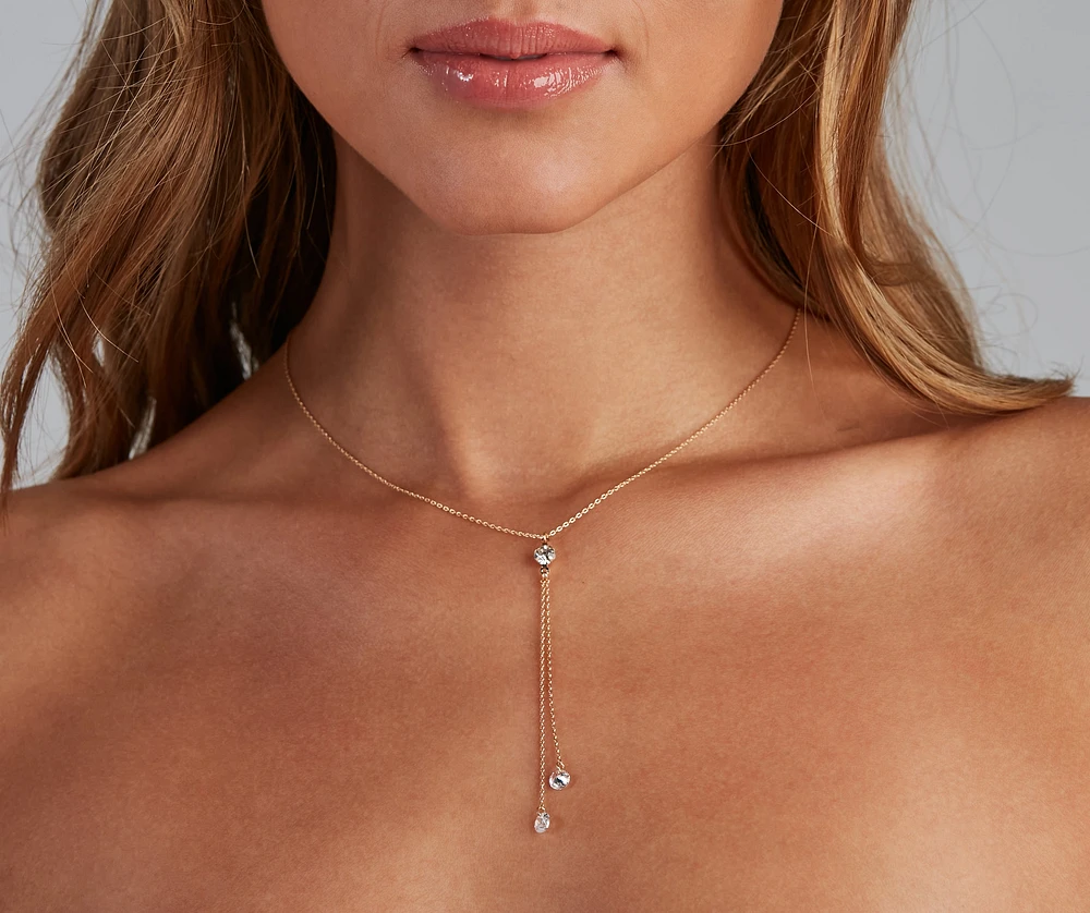State Of Chic Rhinestone Charm Necklace
