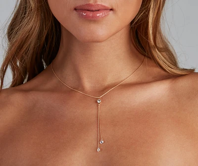 State Of Chic Rhinestone Charm Necklace