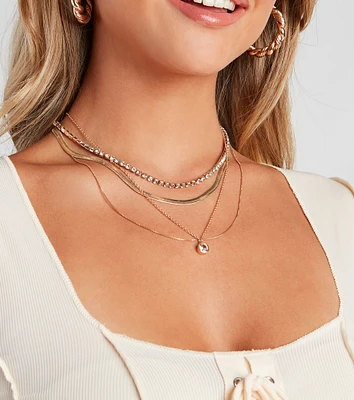 Catch My Glam Rhine Layer Necklace