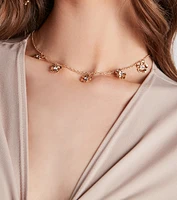 Charming Glam Rhinestone Flower Necklace