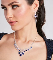 Dramatic Glamour Gemstone Necklace And Earrings Set
