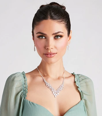 Dazzling Vibes Cubic Zirconia Necklace And Earrings Set