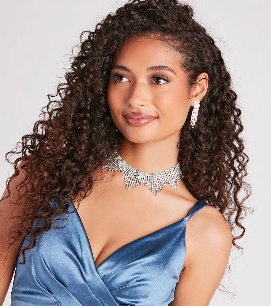 Glam Intentions Rhinestone Fringe Choker