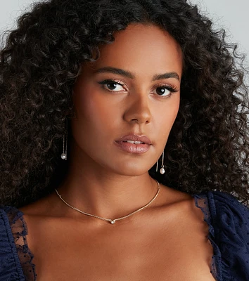 All The Details Dainty Rhinestone Necklace