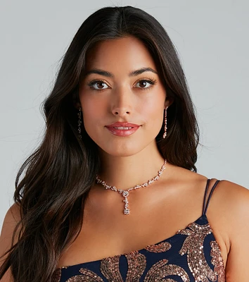All That Glam Rhinestone Necklace And Earrings Set