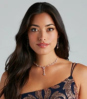 All That Glam Rhinestone Necklace And Earrings Set