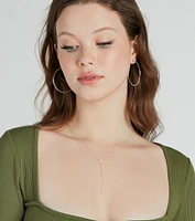 Glam Shine Sterling Silver Plated Cubic Zirconia Lariat Necklace