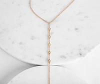 Dainty Rhinestone Lariat Necklace