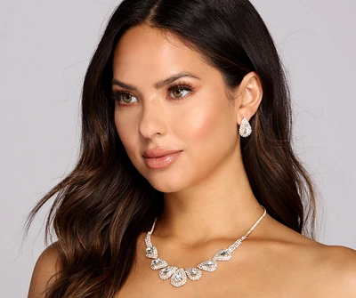 Teardrop Rhinestone Necklace Set