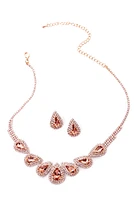 Teardrop Rhinestone Necklace Set
