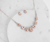 Teardrop Rhinestone Necklace Set