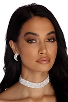 Rhinestone Choker & Stud Earrings