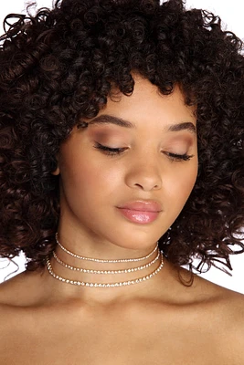 Layer On Rhinestone Choker Set
