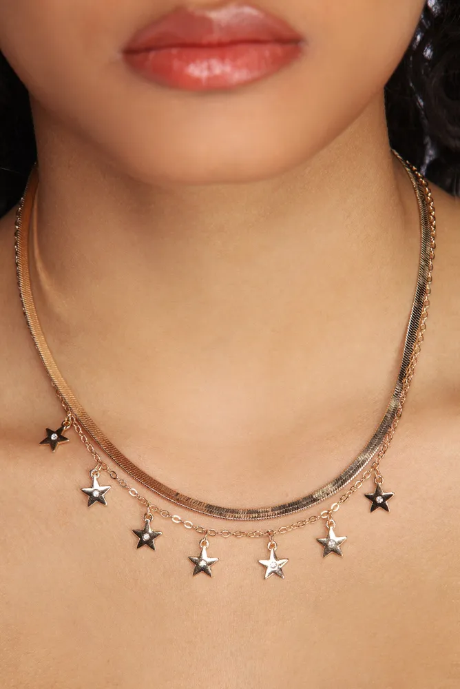 Dazzling Rhinestone Choker And Necklace Set