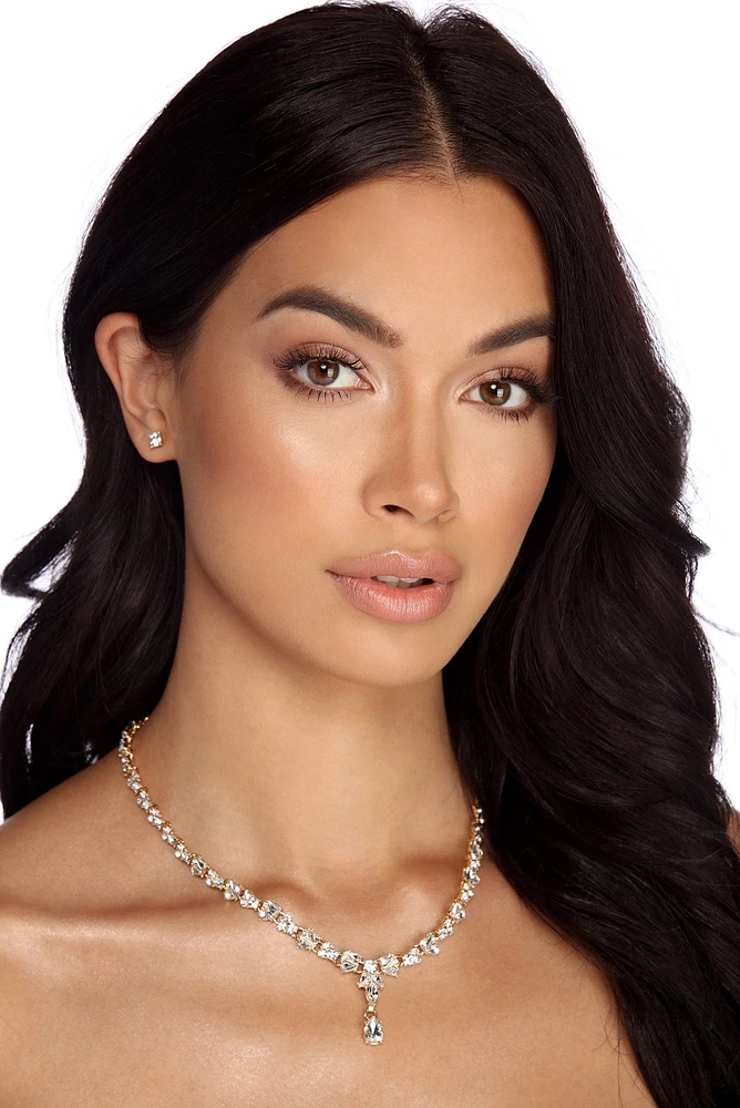 Drippin' Rhine Necklace & Stud Earrings