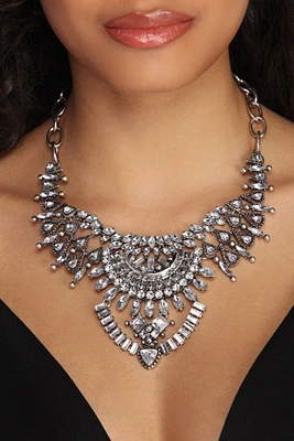 Teardrop Rhinestone Bib Necklace