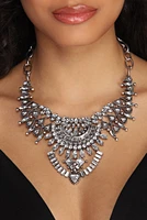 Teardrop Rhinestone Bib Necklace