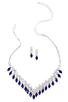 Rhinestone Bar And Tear Drop Necklace Set