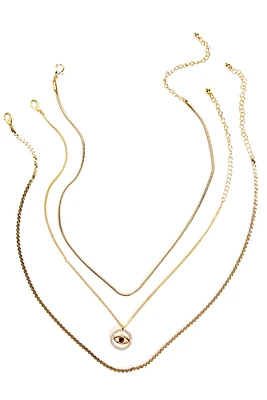 Rhinestone Eye 3 Pack Necklace Set