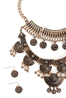 Boho Layered Bib Necklace And Earrings