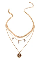 Embellished Cross And Coin Necklace
