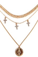 Embellished Cross And Coin Necklace