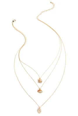 Elephant, Eye, Hamsa Hand Necklace