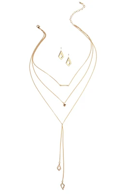 3 Row Dainty Lariat Charm Necklace