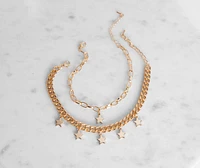 Star Charm Chain Anklet Set
