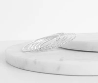 Rhinestone Memory Wire Bangle Set