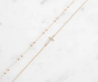 Two Pack Rhinestone Cross And Beaded Anklet Set