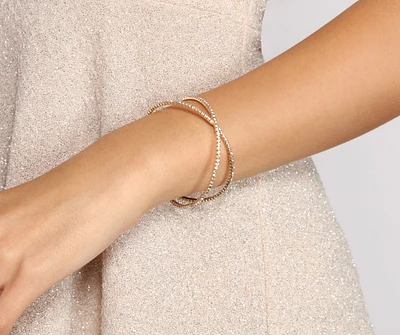 Locked In Style Rhinestone Memory Wire Bracelet