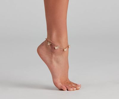 Rhinestone Butterfly Charm Anklet