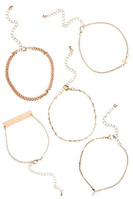 Layered Charm Bracelets Set