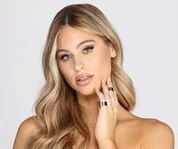 Five Pack Tube And Rhinestone Rings
