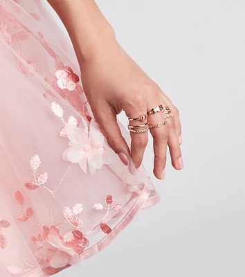 Trendy Shine Rhinestone Dainty Ring Set